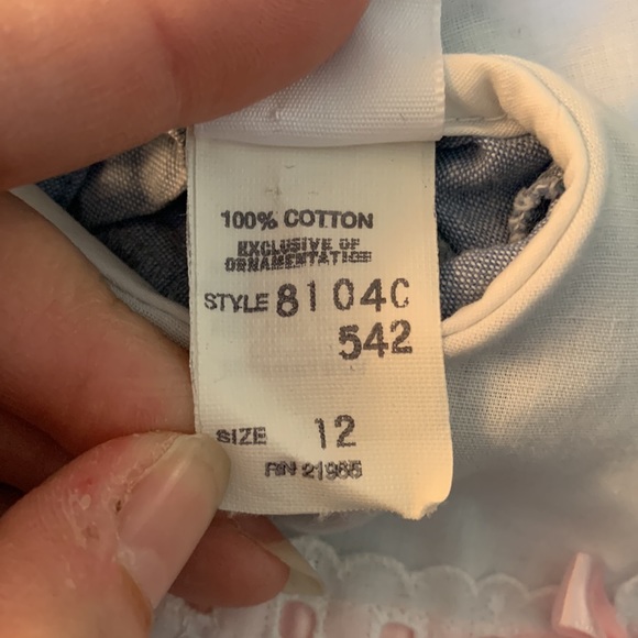 Vintage Just Peachy blue chambray dress with large white collar with eyelet lace - Picture 7 of 7